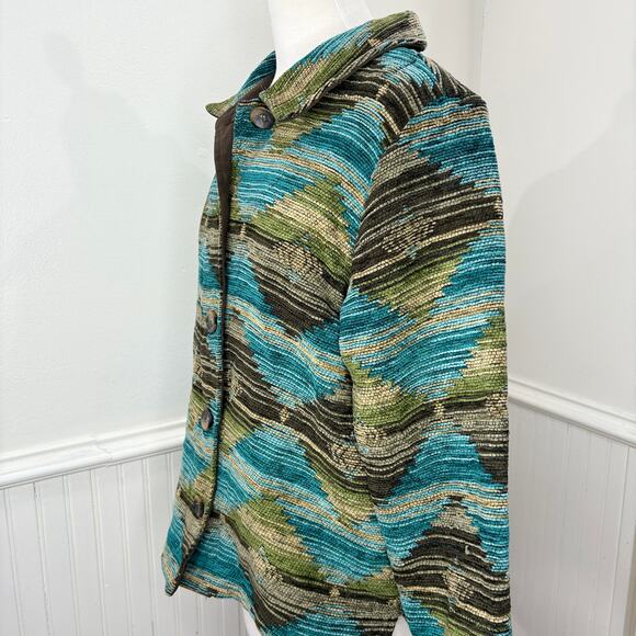 RoughRider by Circle T Size M Jacket Western Southwest Rodeo Cowgirl Teal Brown - Picture 12 of 14